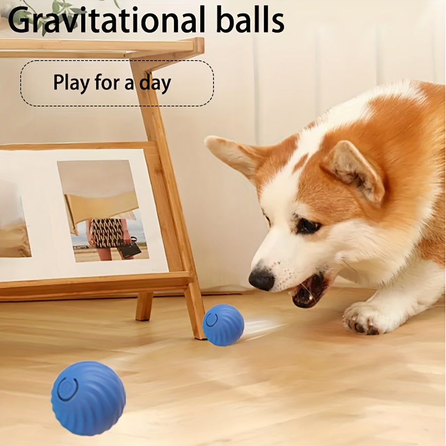 Automatic Rolling Ball Dog Toy - Interactive, USB Rechargeable, Durable Plastic | Blue & White, 1pc, for Small Dogs, Promotes Exercise
