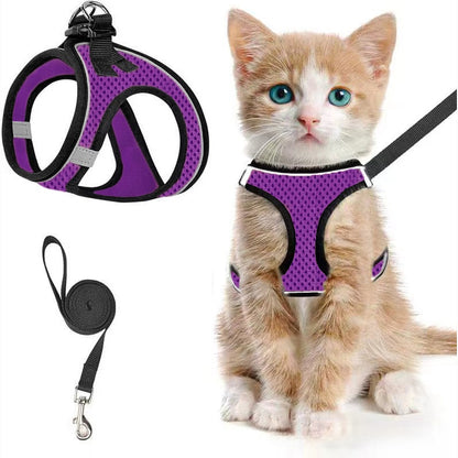 Breathable Reflective Cat Dog Harness Leash