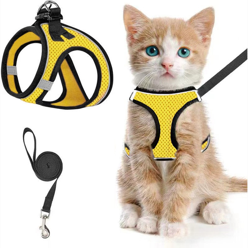 Breathable Reflective Cat Dog Harness Leash