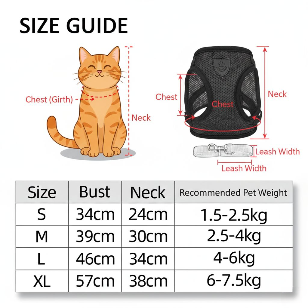 No-Escape Cat Harness & Leash Set – Soft, Secure & Adventure-Ready