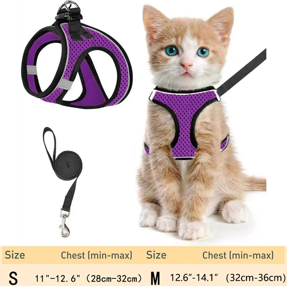 Escape-Proof Cat Harness for Walking – Soft & Reflective