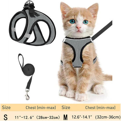 Escape-Proof Cat Harness for Walking – Soft & Reflective