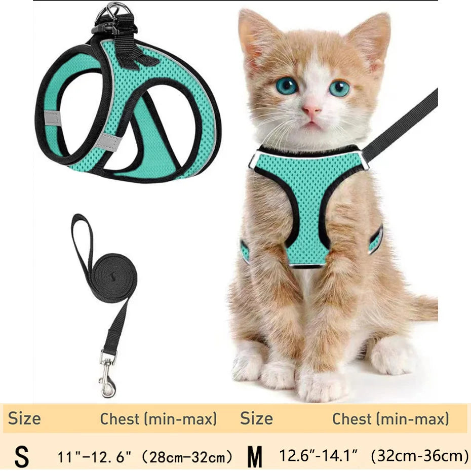 Escape-Proof Cat Harness for Walking – Soft & Reflective