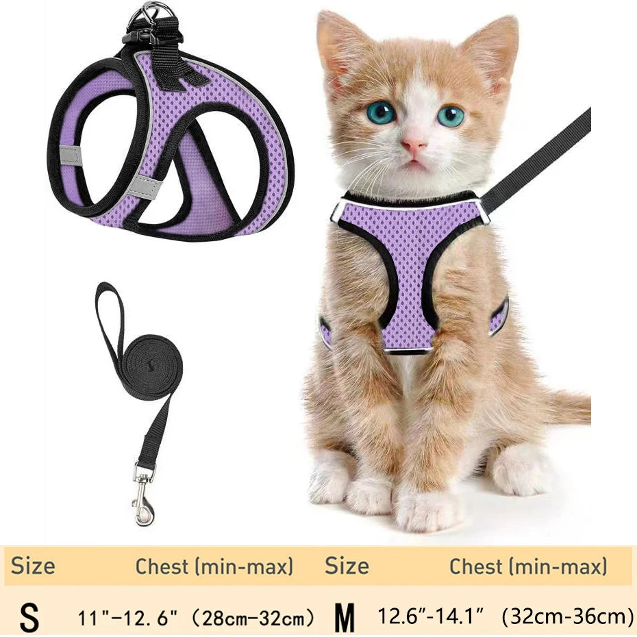 Escape-Proof Cat Harness for Walking – Soft & Reflective