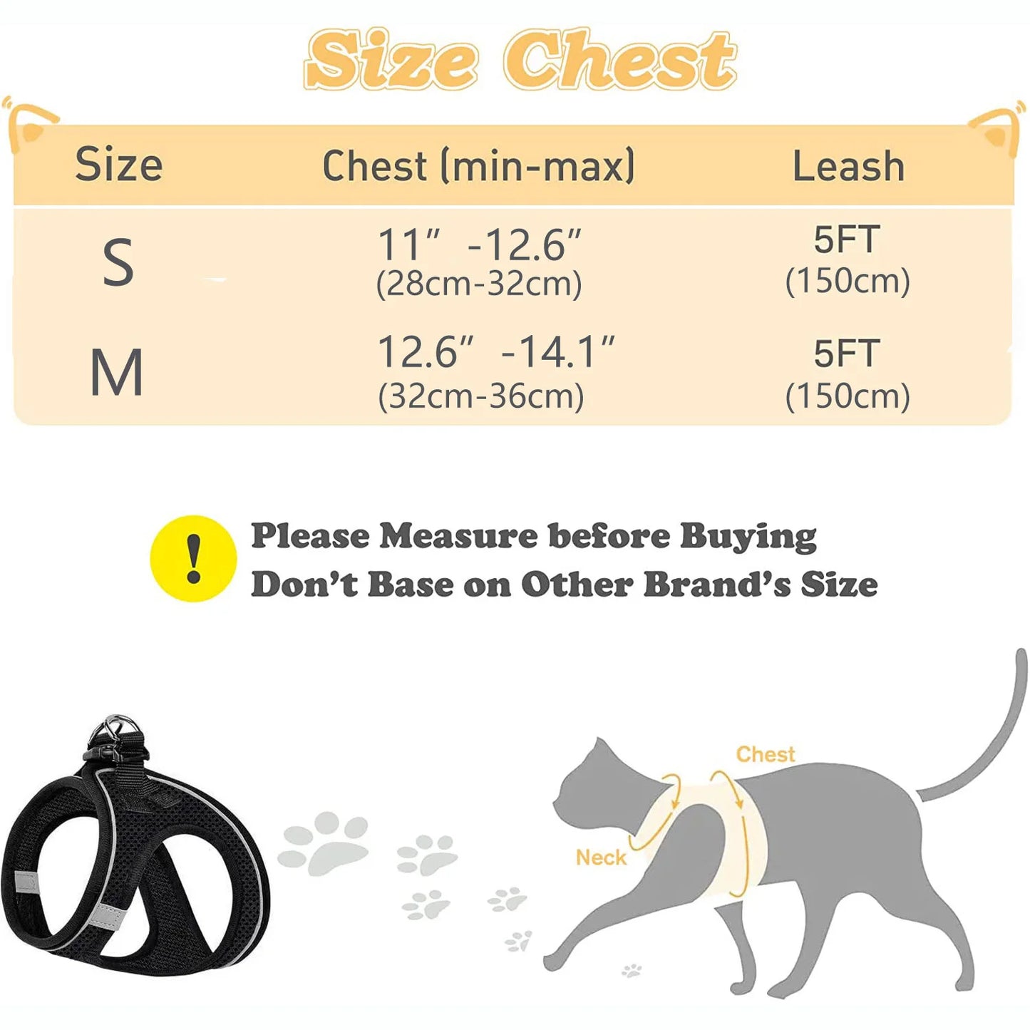 Escape-Proof Cat Harness for Walking – Soft & Reflective