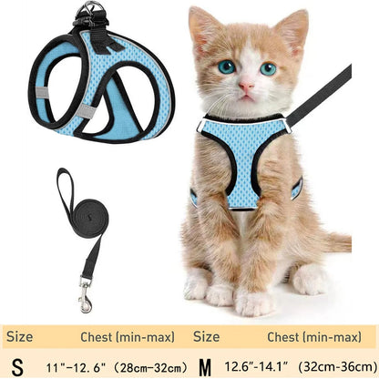 Escape-Proof Cat Harness for Walking – Soft & Reflective
