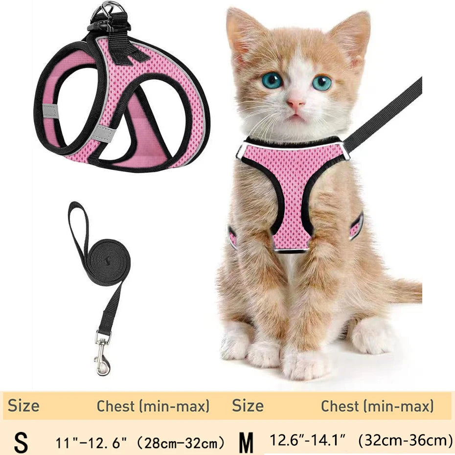 Escape-Proof Cat Harness for Walking – Soft & Reflective