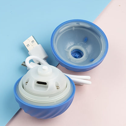 Automatic Rolling Ball Dog Toy - Interactive, USB Rechargeable, Durable Plastic | Blue & White, 1pc, for Small Dogs, Promotes Exercise