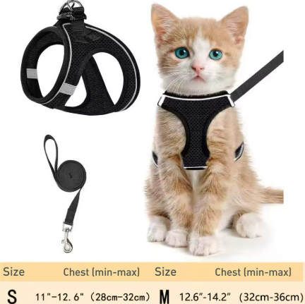 Escape-Proof Cat Harness for Walking – Soft & Reflective
